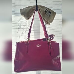Coach Christie Carryall Crossgrain Leather Pink Satchel w/ Dust Bag
